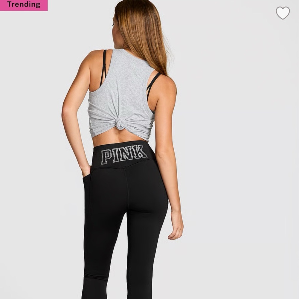 PINK Victoria's Secret Black Leggings Bling on back! BRAND NEW medium